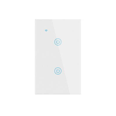0.1mW Wifi Light Smart Switch 2 Gang Touch Wall On Off Waterproof