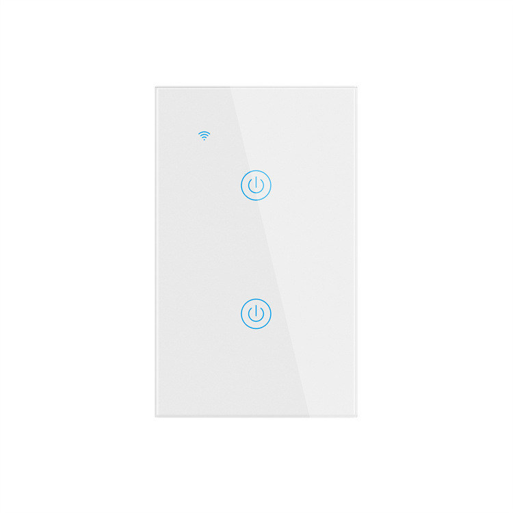 0.1mW Wifi Light Smart Switch 2 Gang Touch Wall On Off Waterproof